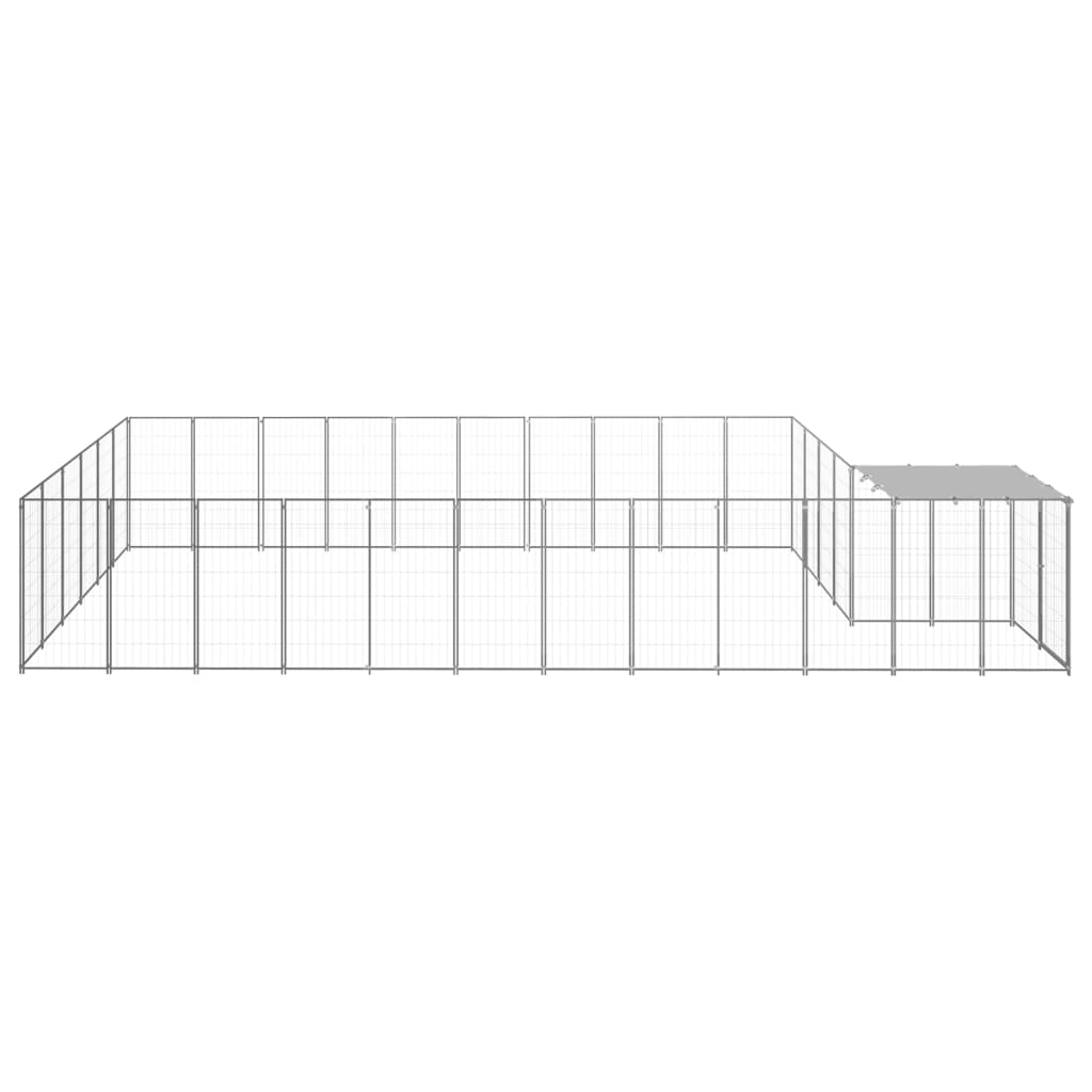 vidaXL Kojec dla psa, srebrny, 19,36 m², stalowy