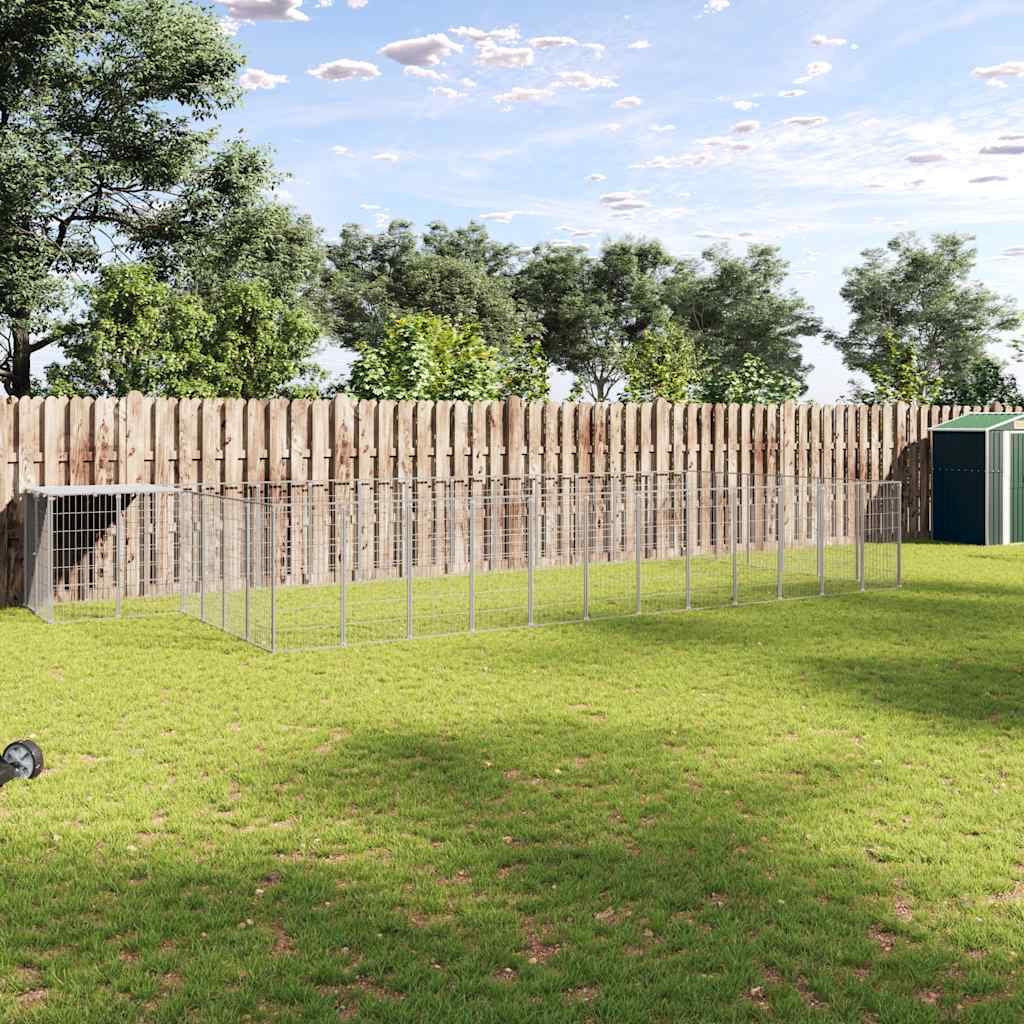 vidaXL Kojec dla psa, srebrny, 22,99 m², stalowy