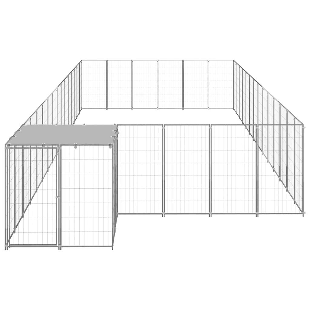 vidaXL Kojec dla psa, srebrny, 26,62 m², stalowy
