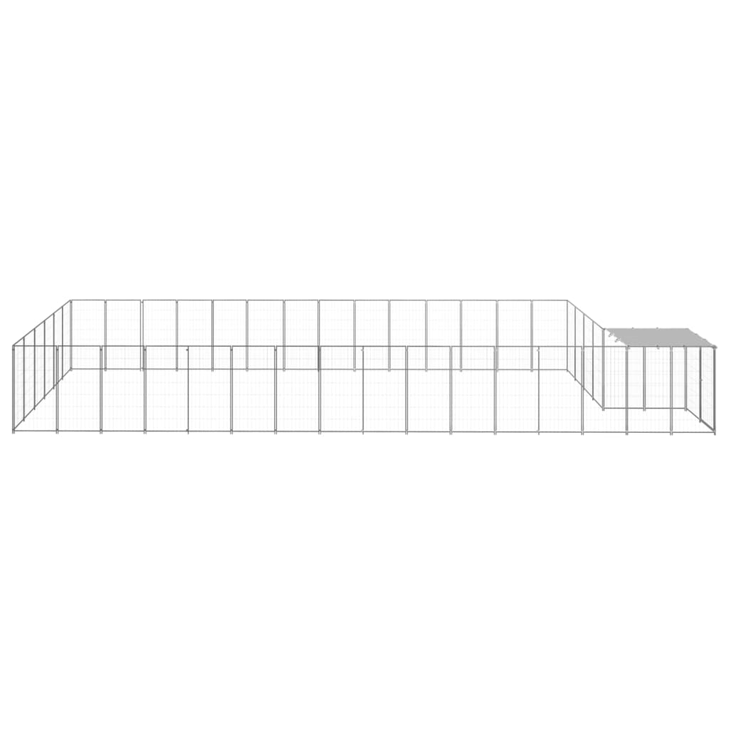 vidaXL Kojec dla psa, srebrny, 26,62 m², stalowy