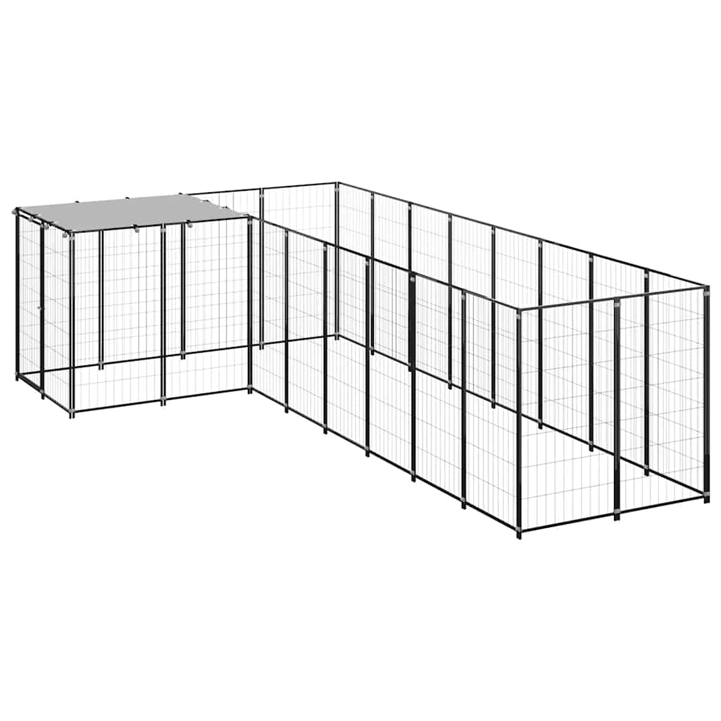 vidaXL Kojec dla psa, czarny, 6,05 m², stalowy