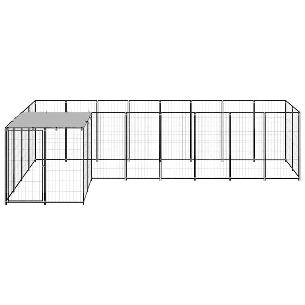 vidaXL Kojec dla psa, czarny, 6,05 m², stalowy