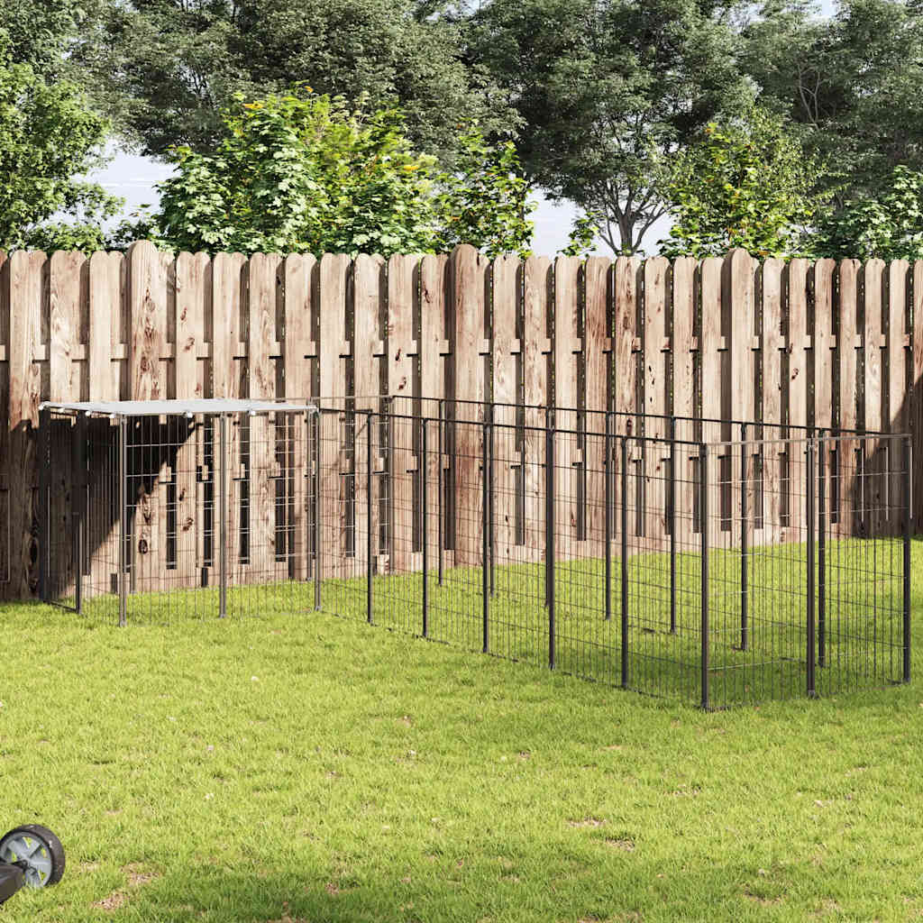 vidaXL Kojec dla psa, czarny, 6,05 m², stalowy