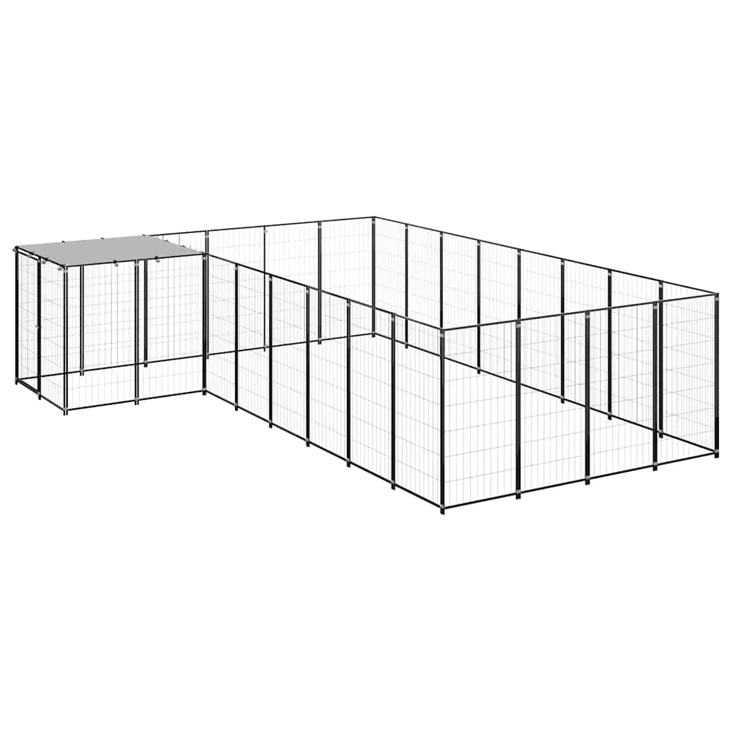 vidaXL Kojec dla psa, czarny, 10,89 m², stalowy