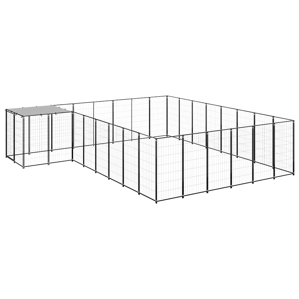 vidaXL Kojec dla psa, czarny, 15,73 m², stalowy
