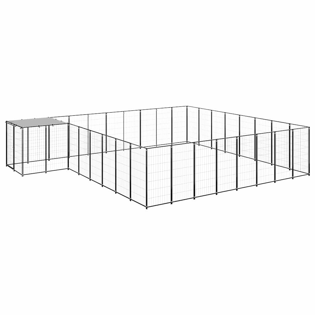 vidaXL Kojec dla psa, czarny, 20,57 m², stalowy