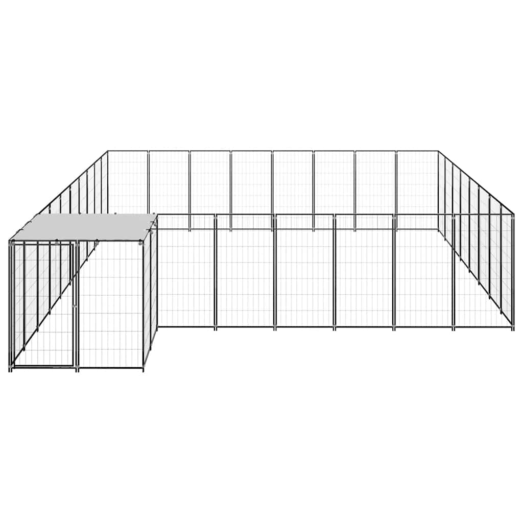 vidaXL Kojec dla psa, czarny, 20,57 m², stalowy