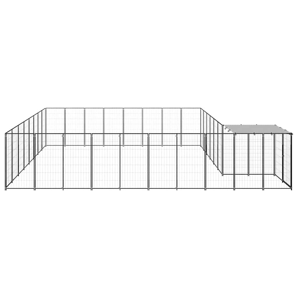 vidaXL Kojec dla psa, czarny, 20,57 m², stalowy