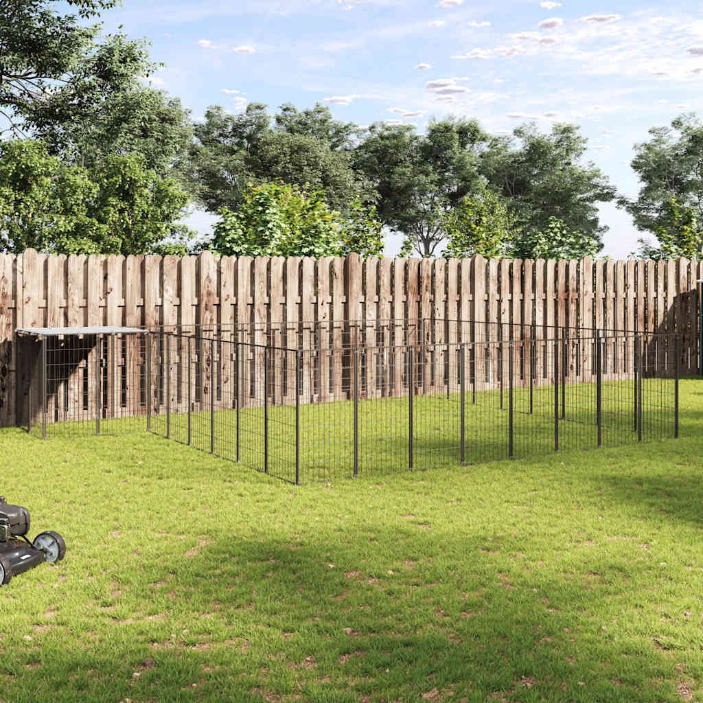 vidaXL Kojec dla psa, czarny, 20,57 m², stalowy