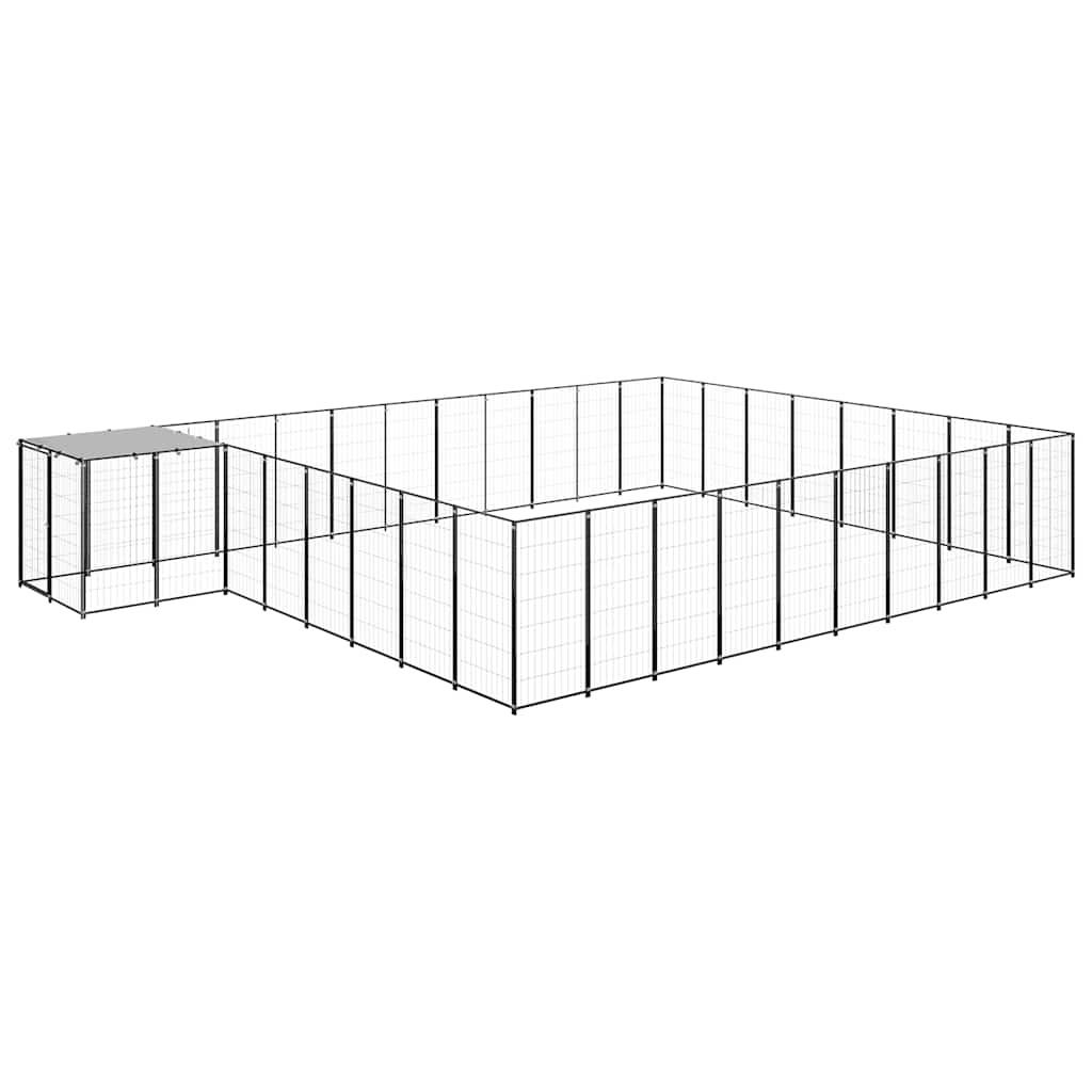 vidaXL Kojec dla psa, czarny, 25,41 m², stalowy