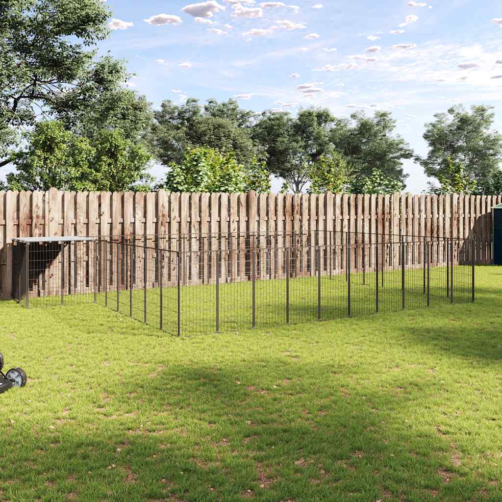 vidaXL Kojec dla psa, czarny, 25,41 m², stalowy