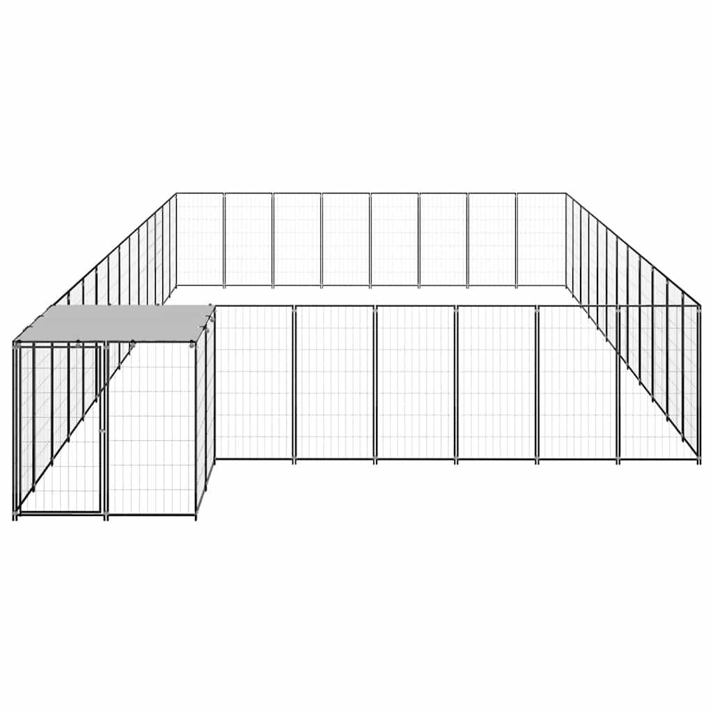 vidaXL Kojec dla psa, czarny, 30,25 m², stalowy