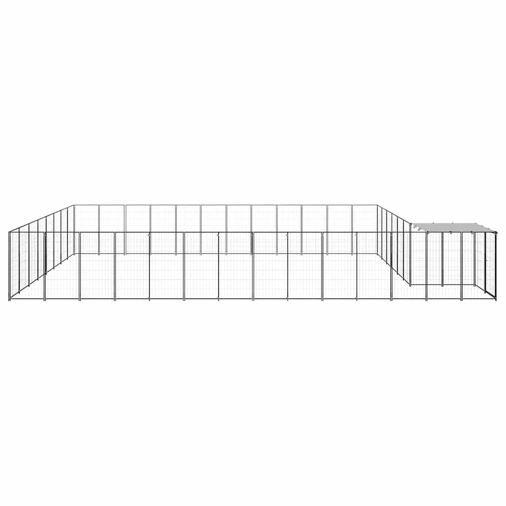 vidaXL Kojec dla psa, czarny, 30,25 m², stalowy