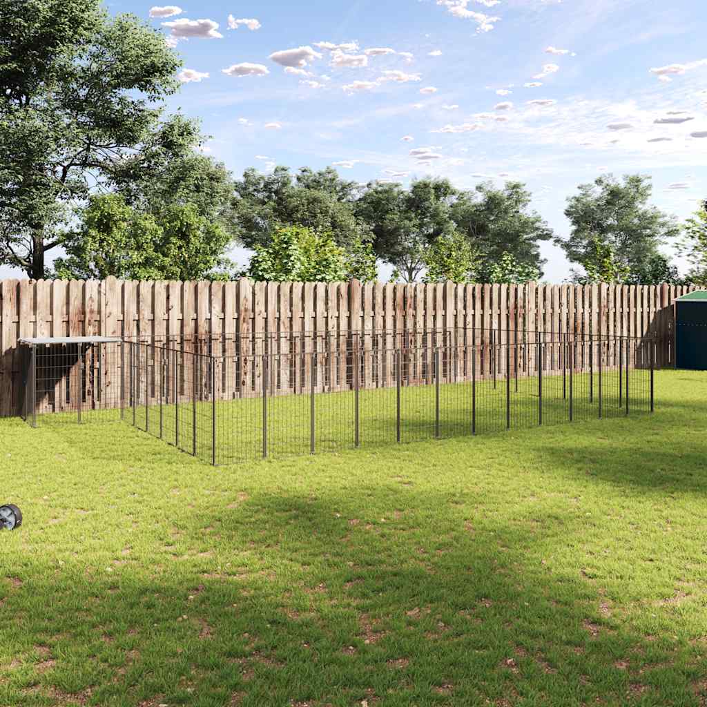 vidaXL Kojec dla psa, czarny, 30,25 m², stalowy
