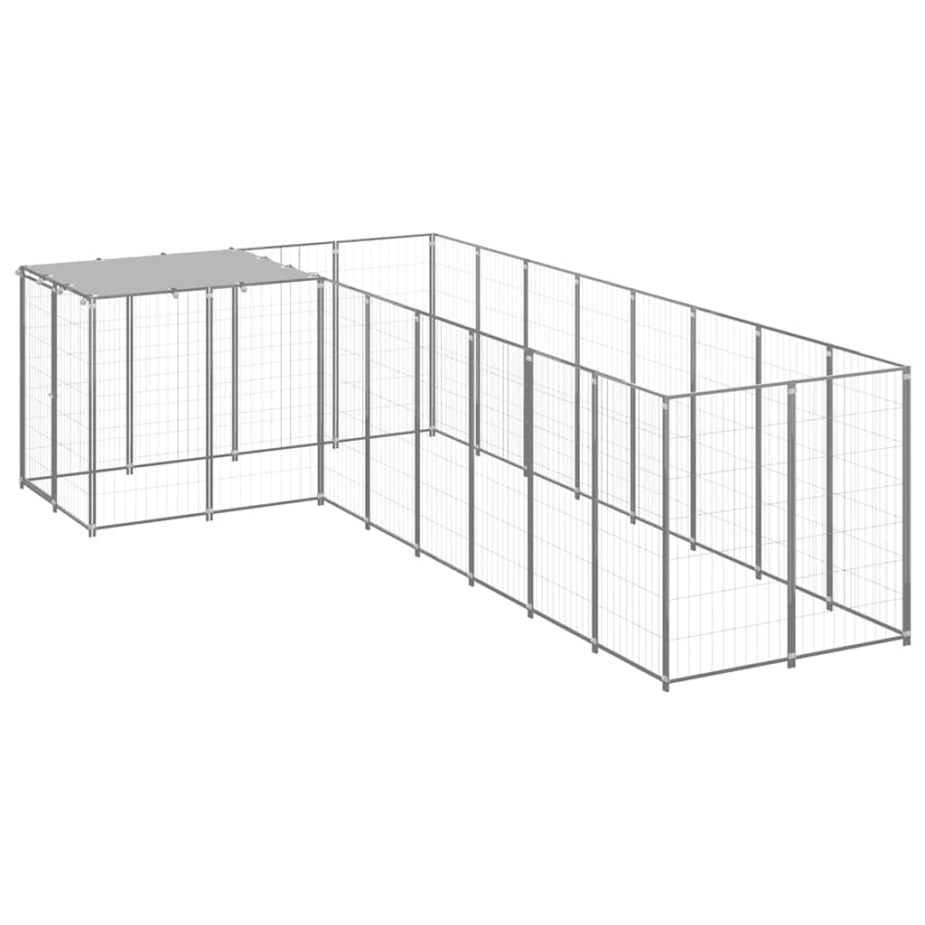 vidaXL Kojec dla psa, srebrny, 6,05 m², stalowy