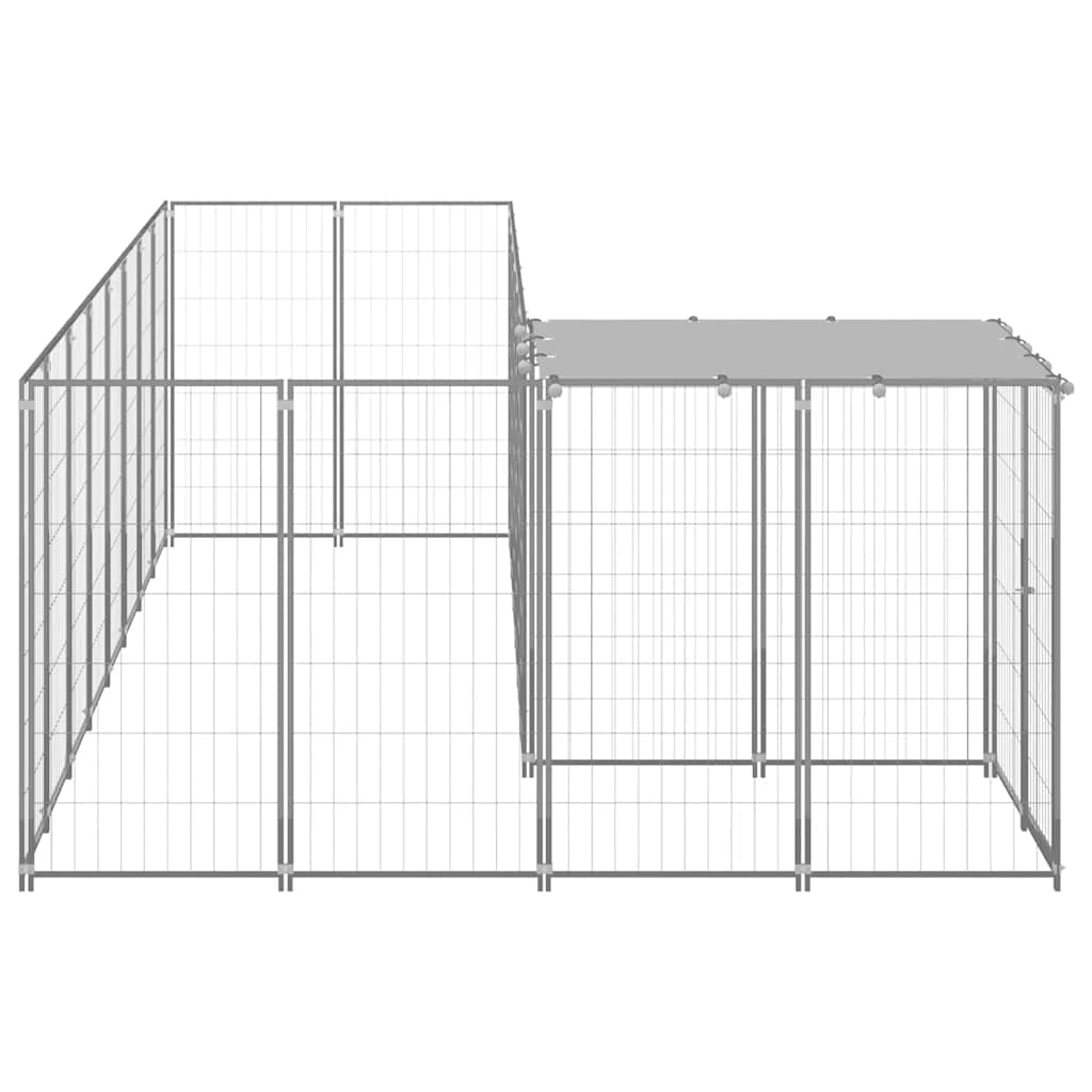 vidaXL Kojec dla psa, srebrny, 6,05 m², stalowy