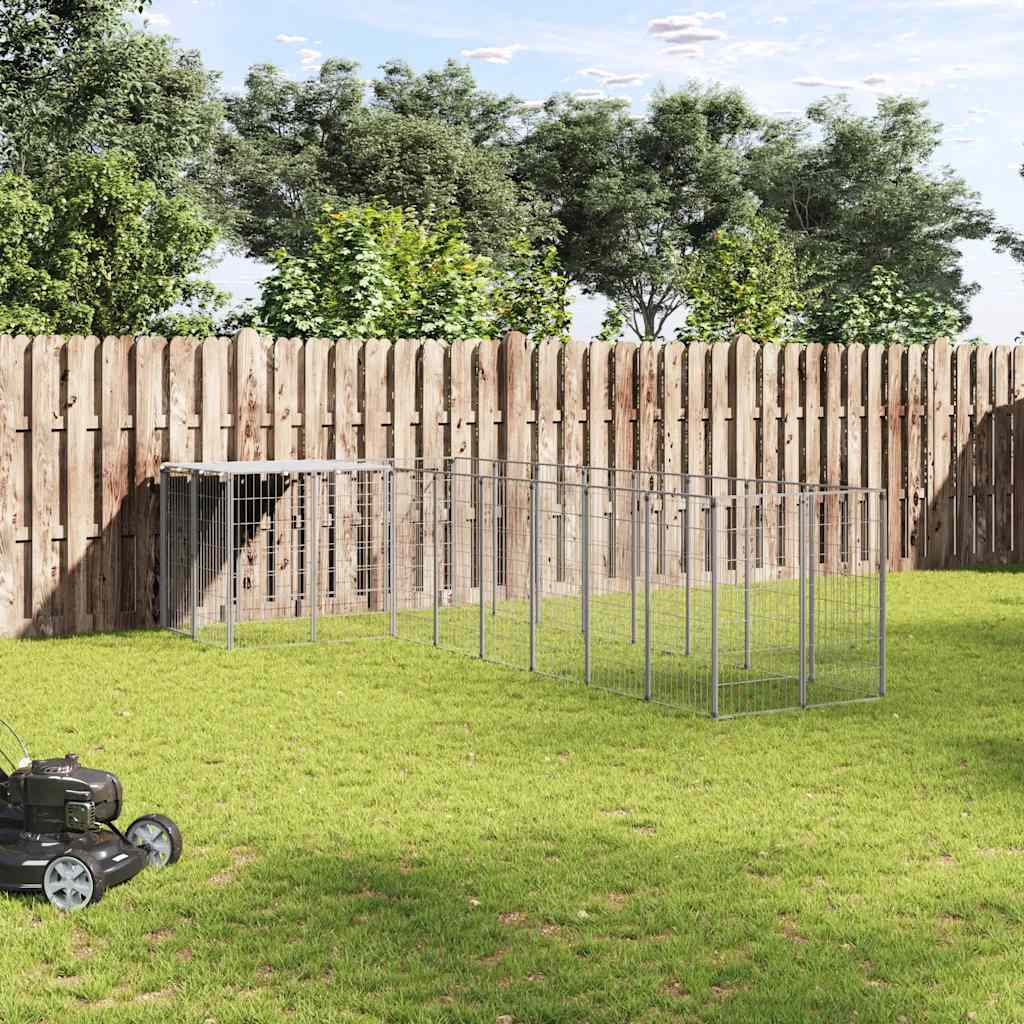 vidaXL Kojec dla psa, srebrny, 6,05 m², stalowy