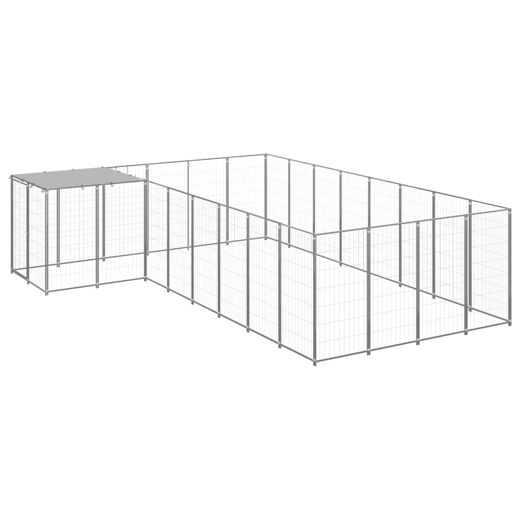 vidaXL Kojec dla psa, srebrny, 10,89 m², stalowy