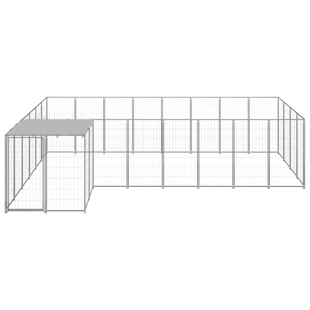 vidaXL Kojec dla psa, srebrny, 10,89 m², stalowy