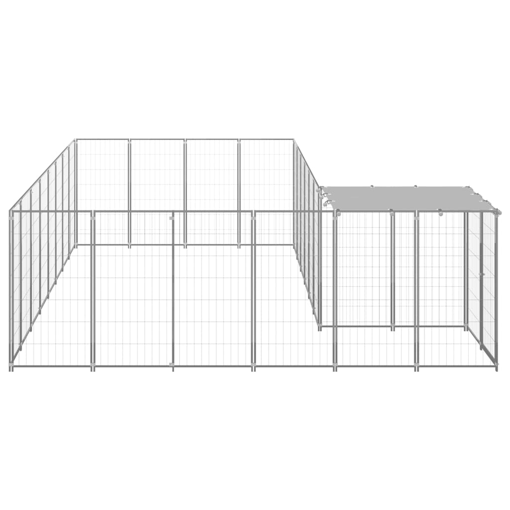 vidaXL Kojec dla psa, srebrny, 10,89 m², stalowy