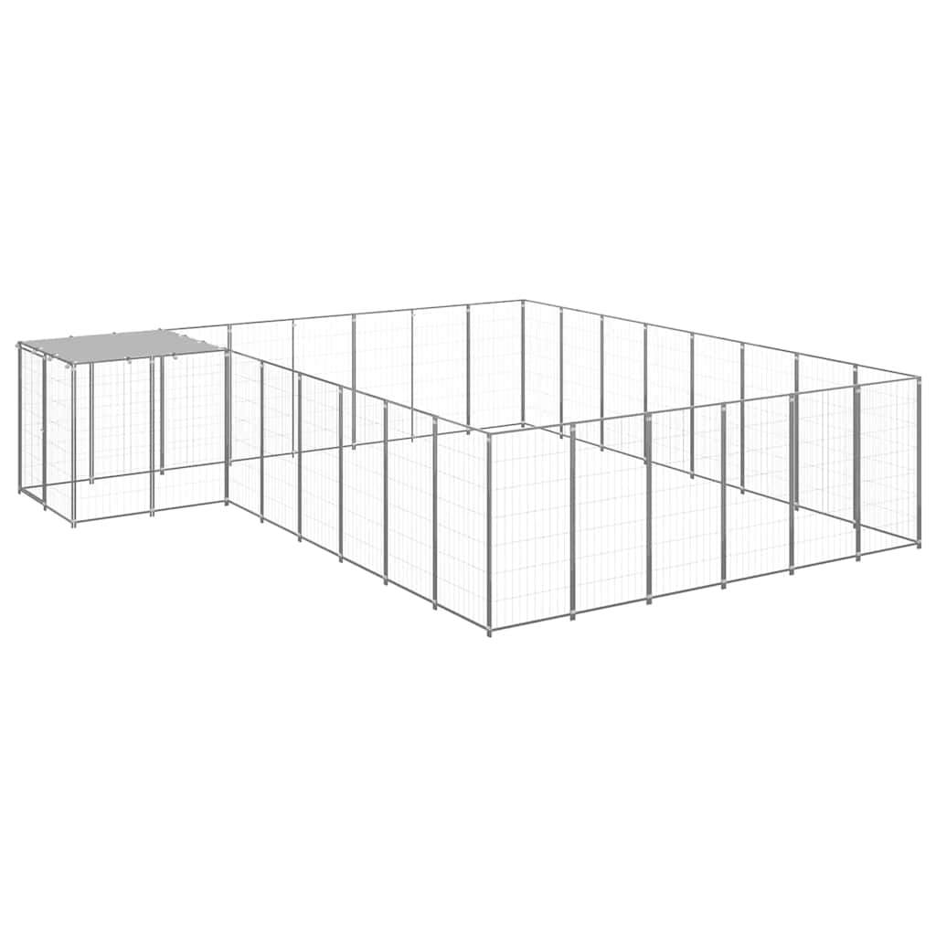 vidaXL Kojec dla psa, srebrny, 15,73 m², stalowy