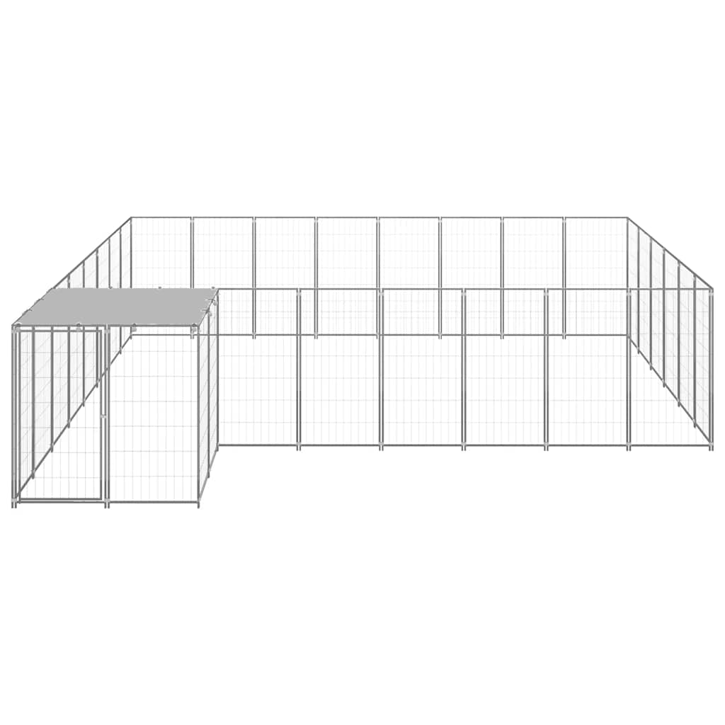 vidaXL Kojec dla psa, srebrny, 15,73 m², stalowy