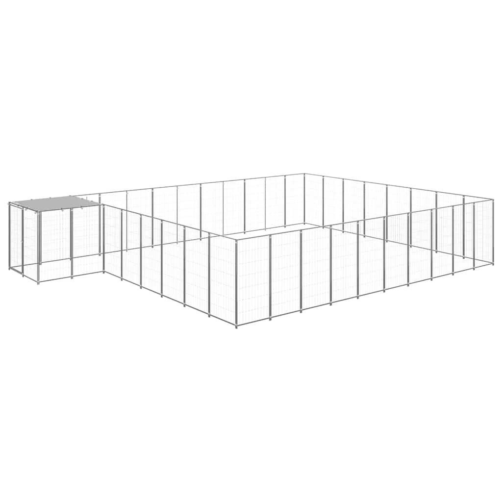 vidaXL Kojec dla psa, srebrny, 25,41 m², stalowy