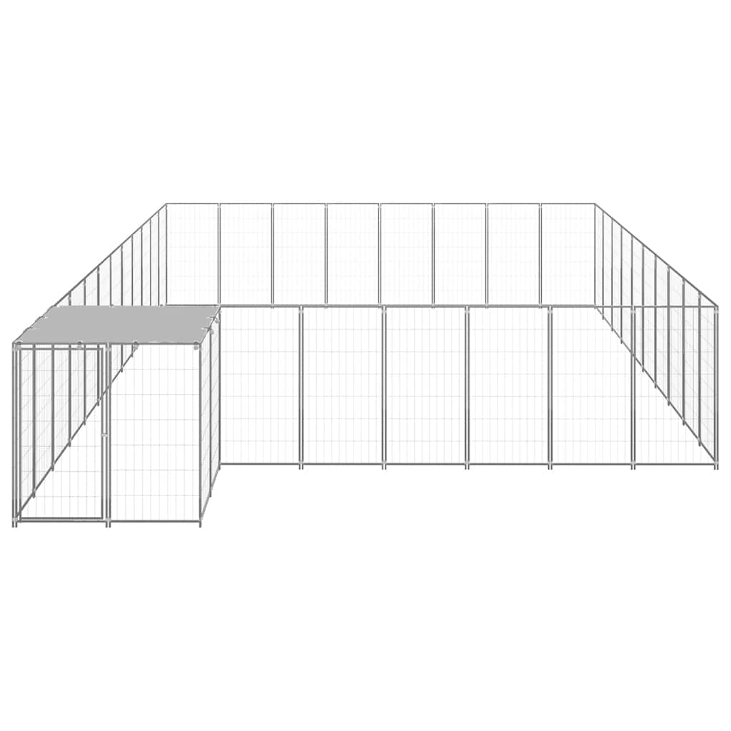 vidaXL Kojec dla psa, srebrny, 25,41 m², stalowy