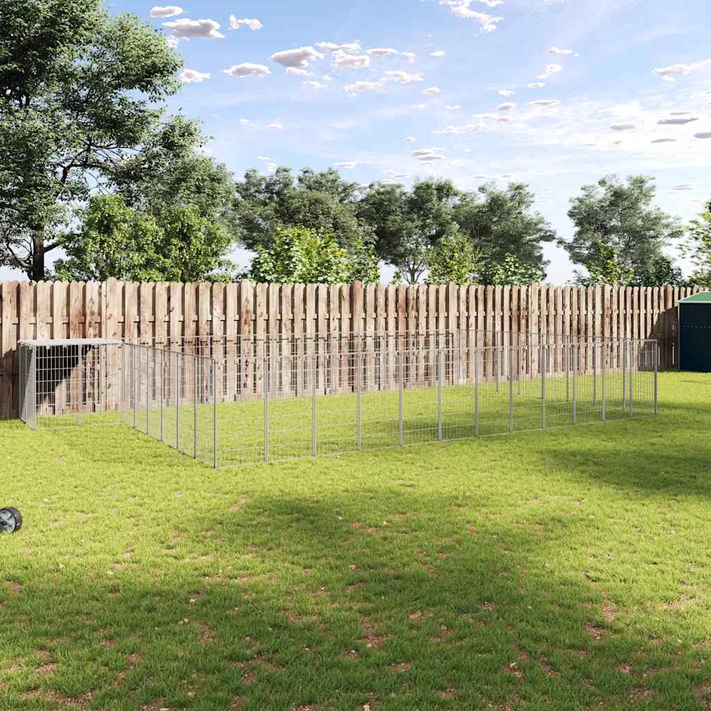 vidaXL Kojec dla psa, srebrny, 25,41 m², stalowy