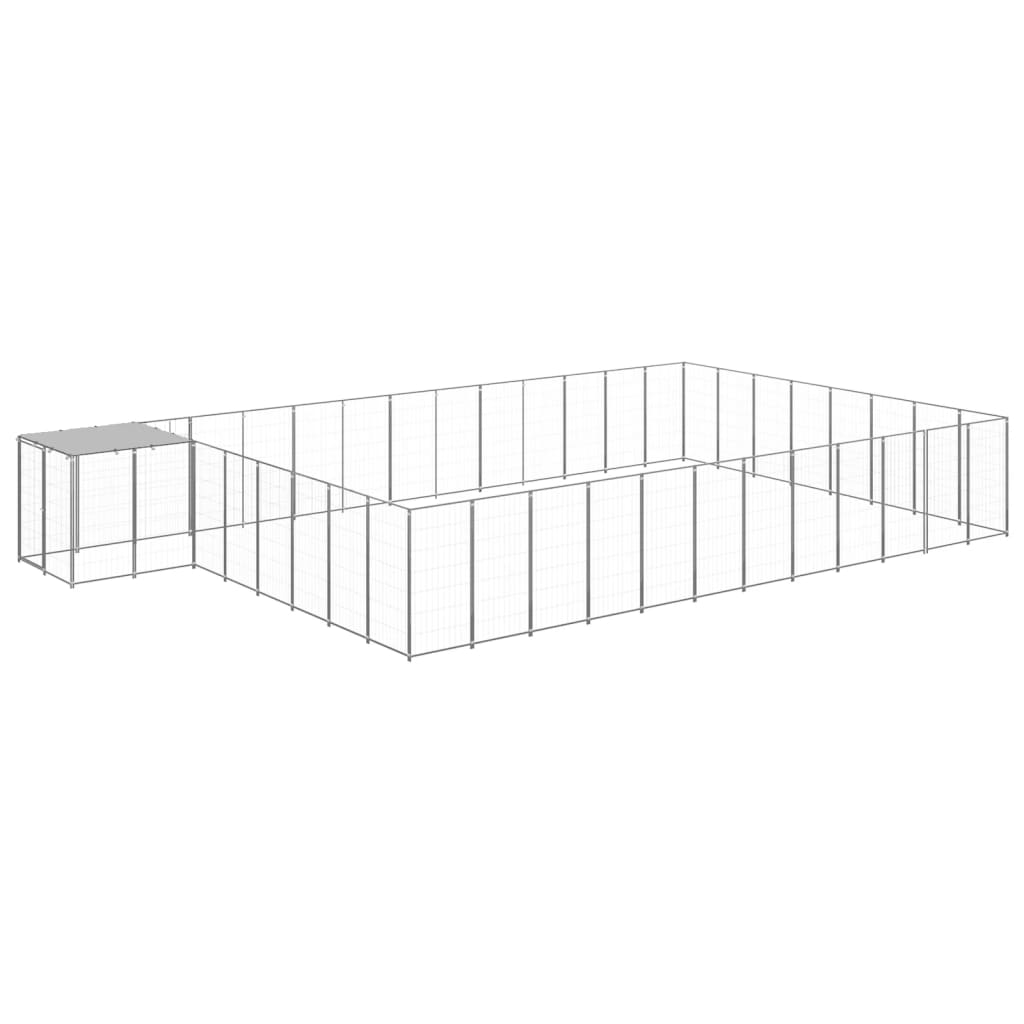 vidaXL Kojec dla psa, srebrny, 30,25 m², stalowy
