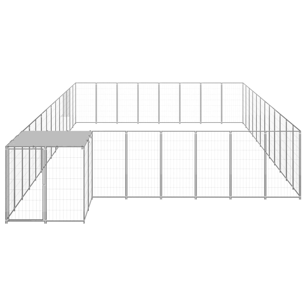 vidaXL Kojec dla psa, srebrny, 30,25 m², stalowy
