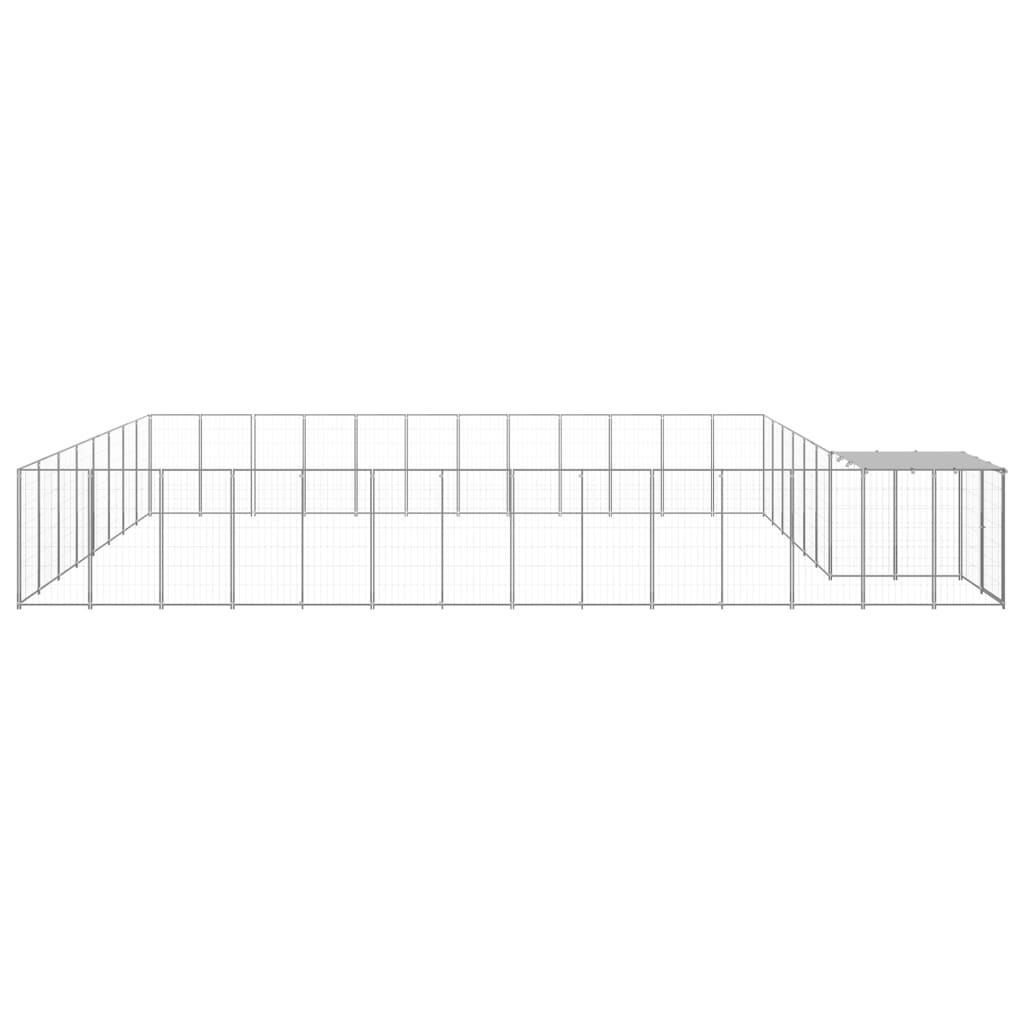 vidaXL Kojec dla psa, srebrny, 30,25 m², stalowy