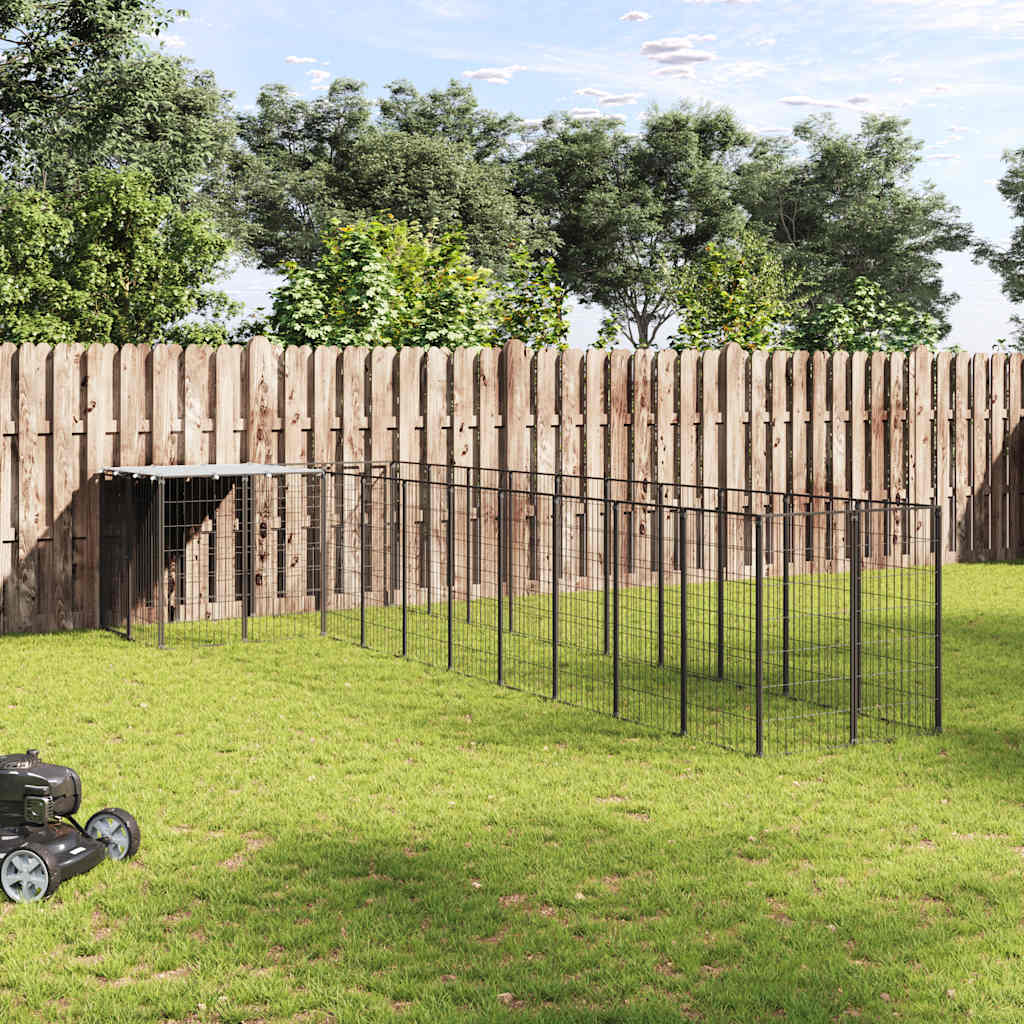 vidaXL Kojec dla psa, czarny, 7,26 m², stalowy