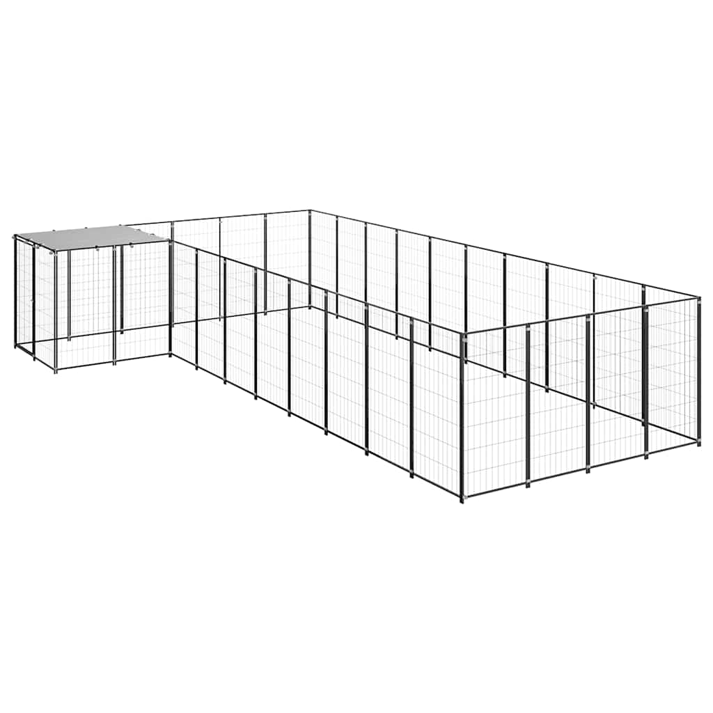 vidaXL Kojec dla psa, czarny, 13,31 m², stalowy