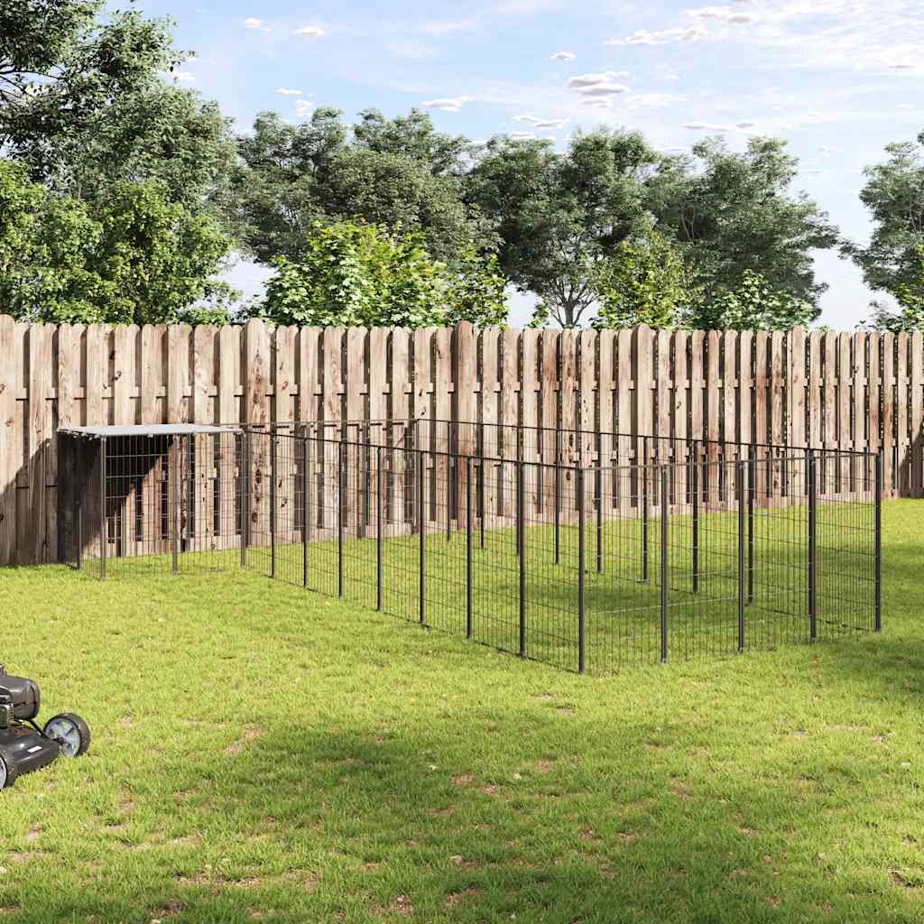 vidaXL Kojec dla psa, czarny, 13,31 m², stalowy