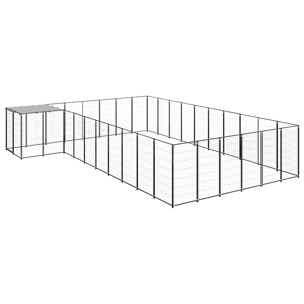 vidaXL Kojec dla psa, czarny, 19,36 m², stalowy