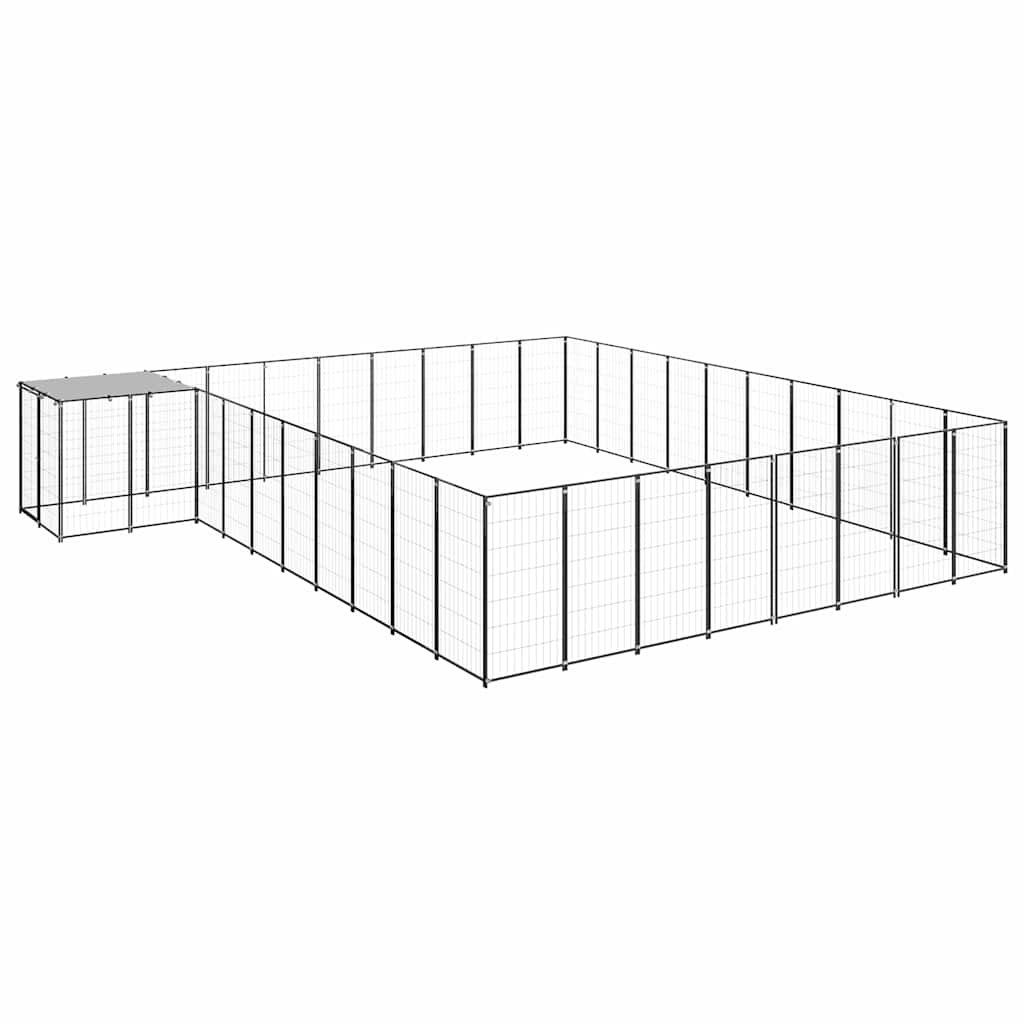 vidaXL Kojec dla psa, czarny, 25,41 m², stalowy