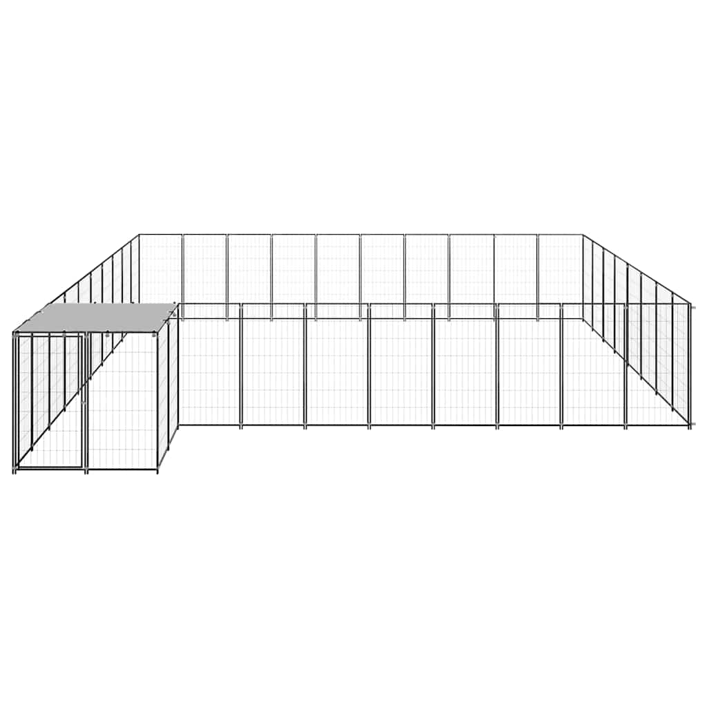 vidaXL Kojec dla psa, czarny, 25,41 m², stalowy