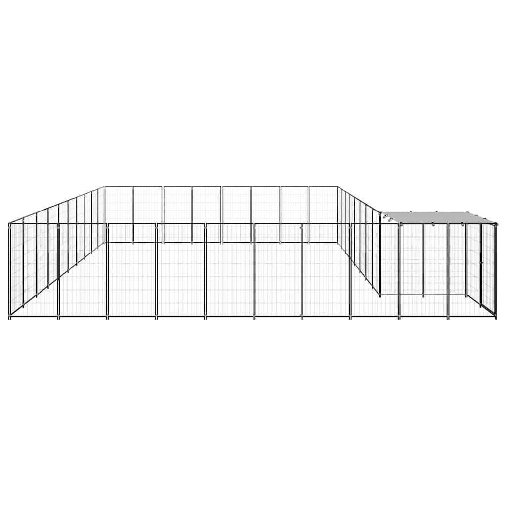 vidaXL Kojec dla psa, czarny, 25,41 m², stalowy