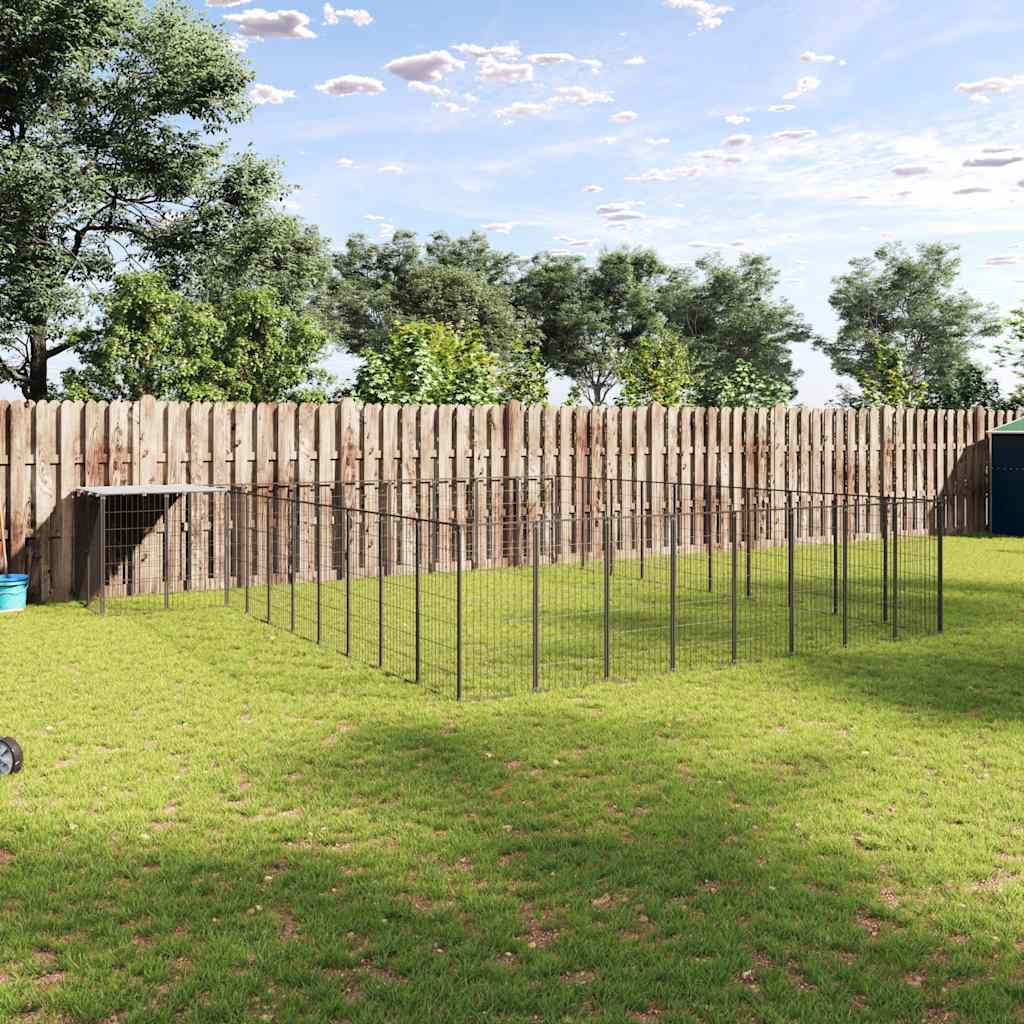 vidaXL Kojec dla psa, czarny, 25,41 m², stalowy