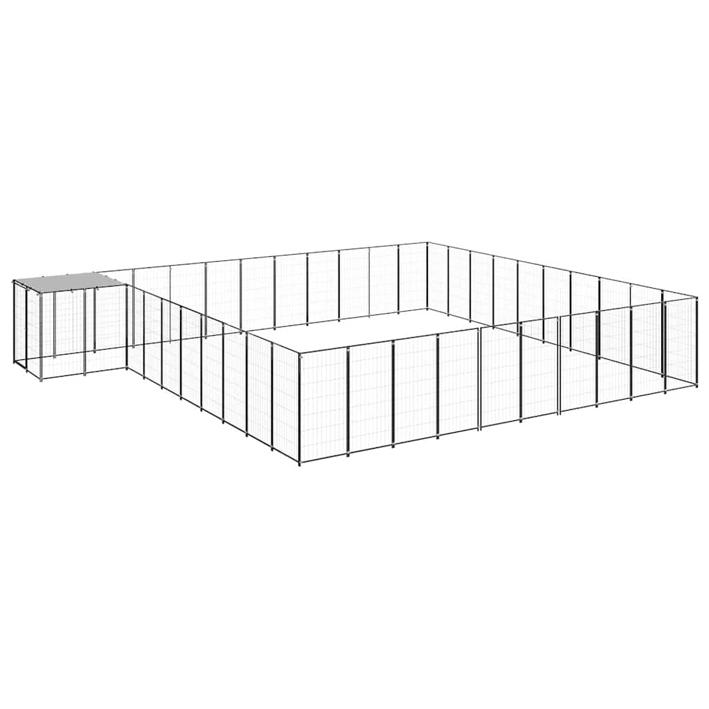 vidaXL Kojec dla psa, czarny, 31,46 m², stalowy