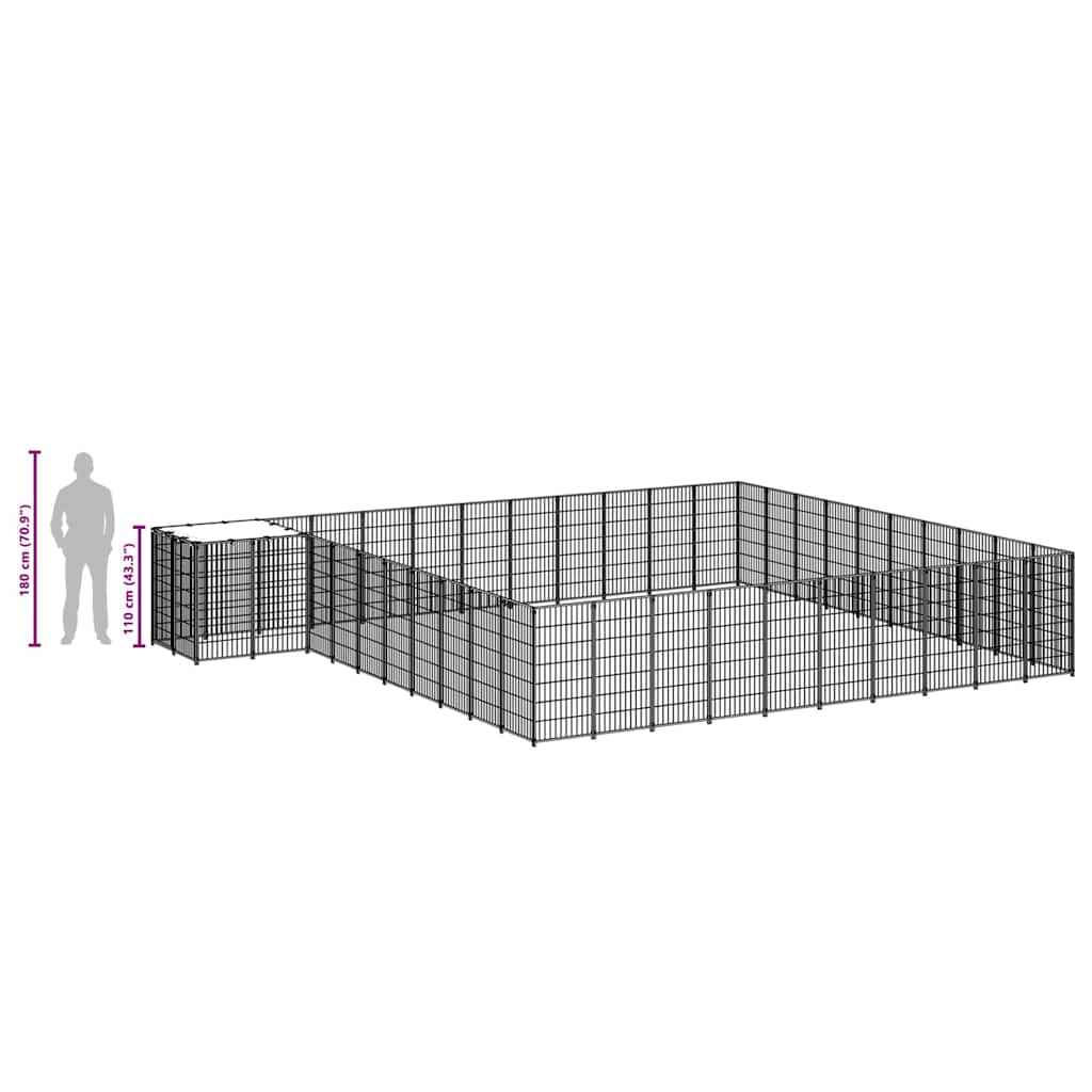 vidaXL Kojec dla psa, czarny, 31,46 m², stalowy