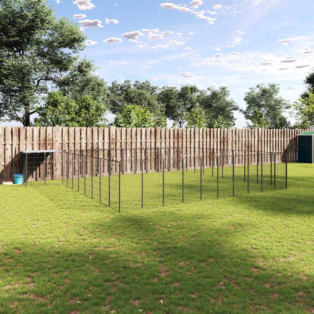 vidaXL Kojec dla psa, czarny, 31,46 m², stalowy