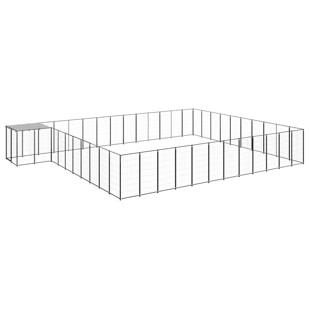 vidaXL Kojec dla psa, czarny, 37,51 m², stalowy
