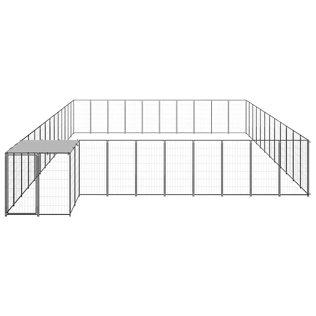 vidaXL Kojec dla psa, czarny, 37,51 m², stalowy