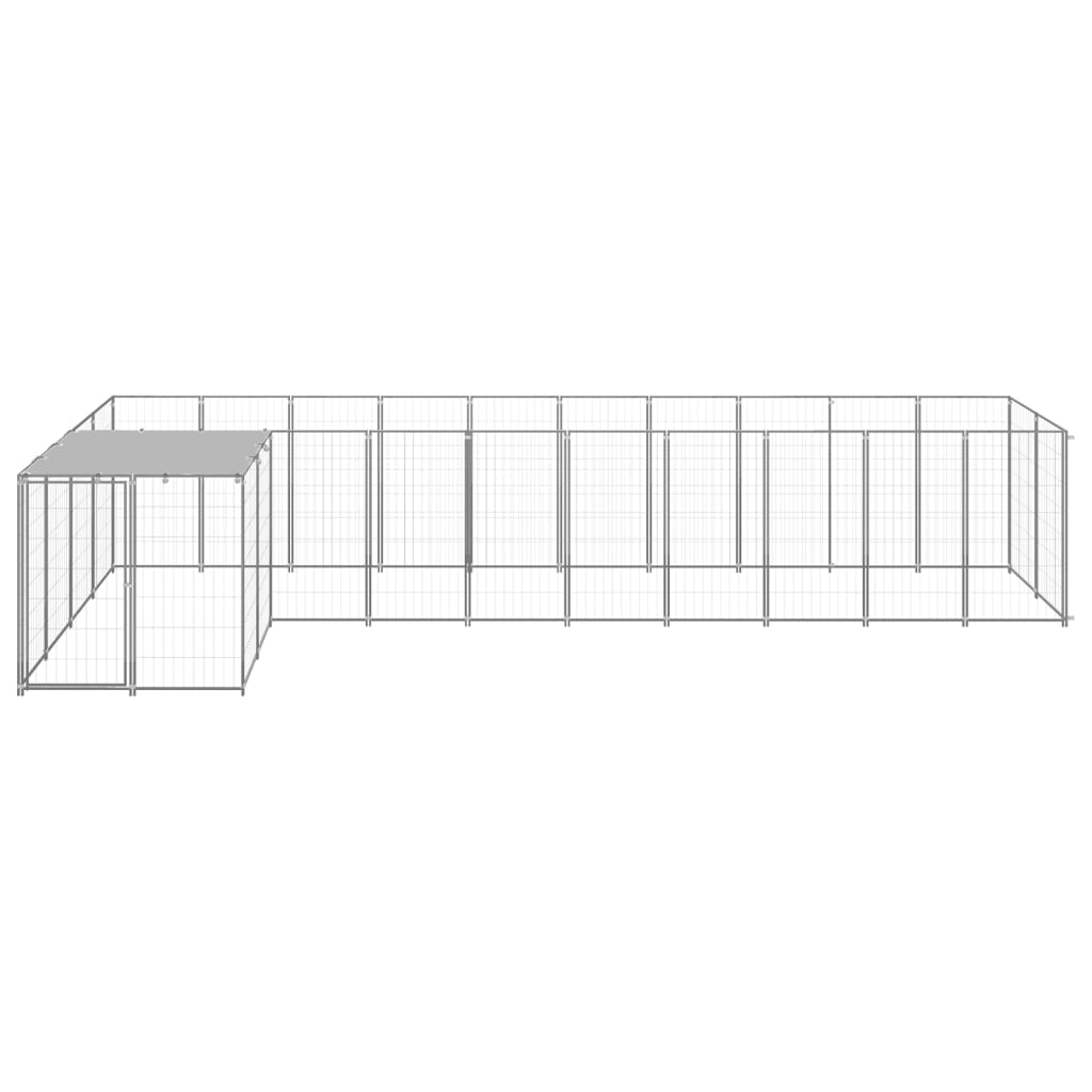 vidaXL Kojec dla psa, srebrny, 7,26 m², stalowy