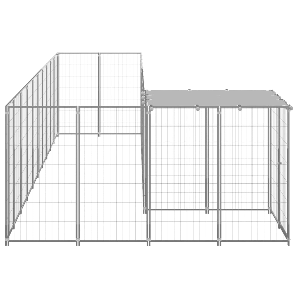vidaXL Kojec dla psa, srebrny, 7,26 m², stalowy