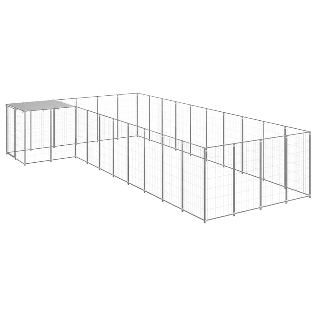 vidaXL Kojec dla psa, srebrny, 13,31 m², stalowy