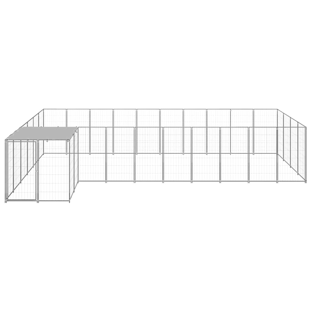 vidaXL Kojec dla psa, srebrny, 13,31 m², stalowy