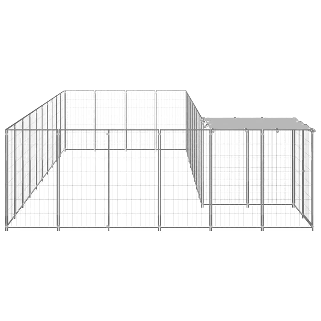 vidaXL Kojec dla psa, srebrny, 13,31 m², stalowy